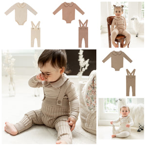 Fragile 2 PC Knit Collar Overall Set