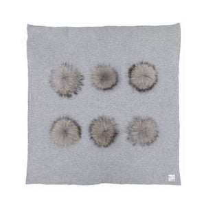 Maniere Dusty Grey Pom Knit Blanket (O/S)