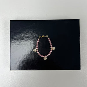My Little Jewel PINK PEARL Bracelet With Pave Heart Charms