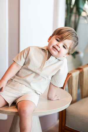 Montee Seersucker Tan Boys 2 Pc Set