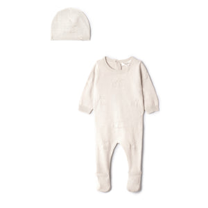 Lola (New) - Cream Knit Footie & Beanie W/Cherries