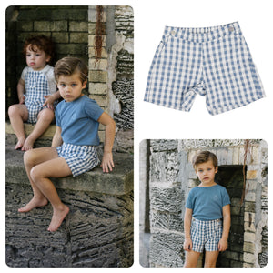 Lil Legs Bright Blue Gingham Pull On Shorts