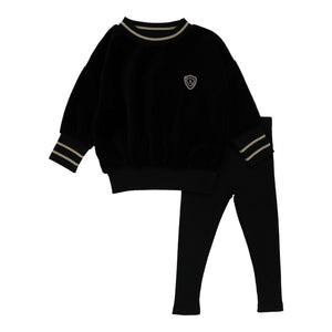 Lil Legs Black Velour Set