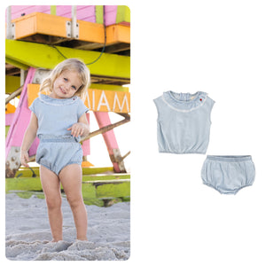 Lil Legs Girls Light Wash Fringe Set