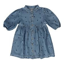 Lil Legs Floral 3/4 Sleeve Denim Dress