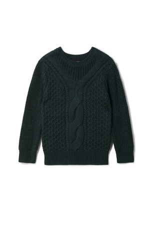Hopscotch (Dressy) - Boys Knit Cable Sweater Forest Green
