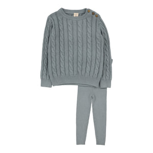 Lil Legs Dusty Blue Cable Knit Set