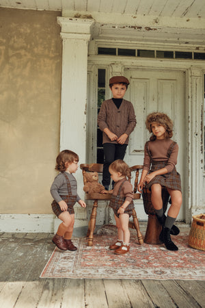 Charlotte & George (New) - Boys V Neck Cognac Knit Cardigan