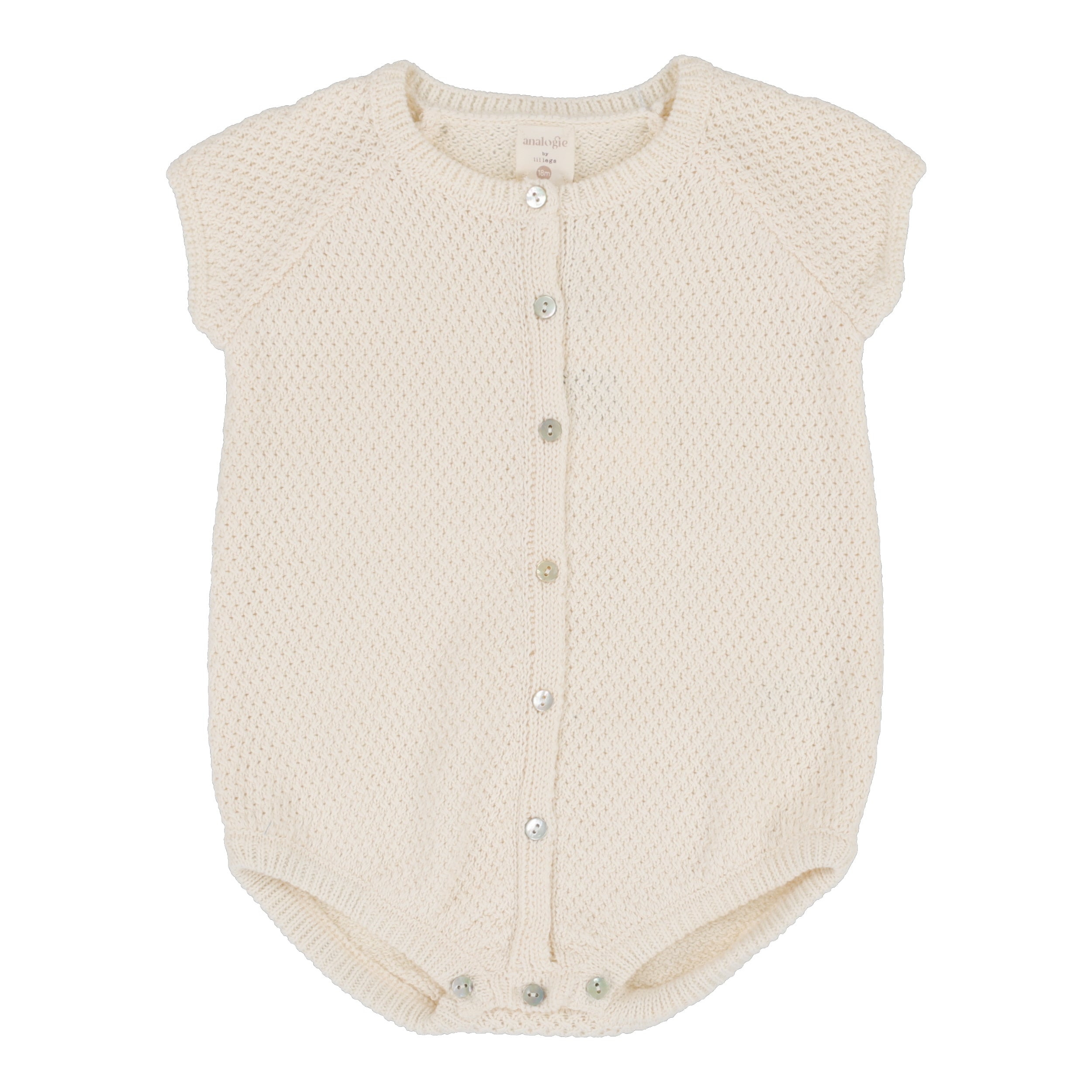 Lil Legs Knit Girls Romper - Natural Ivory Lil Legs Knit Girls Romper - Natural Ivory