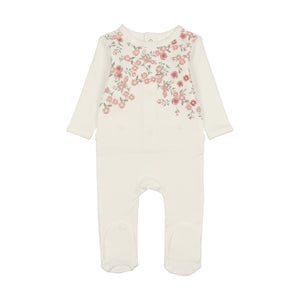 Maniere Asymmetrical Floral Ivory Footie & Beanie