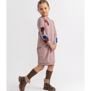 Puddles - Girl Floral Sleave Sweatshirt Dress