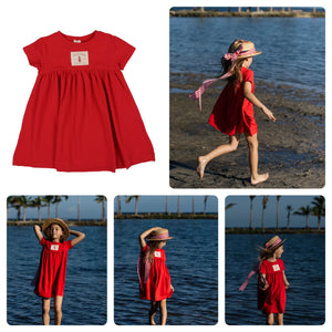 Lil Legs SS Patch Red Dress