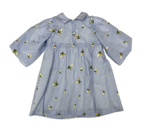 Clô (Cream) - Girls Blue Floral Dress