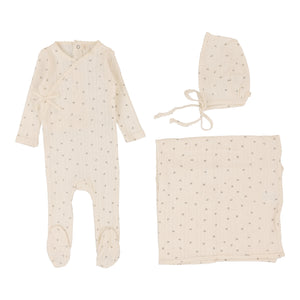 Lillette Printed Pointelle Shell Pink 3 Pc Layette Set