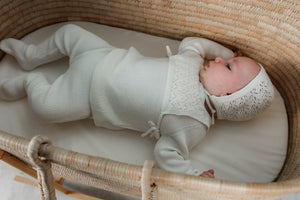Fragile Knit Lace Bib 3 Pc Set Off White