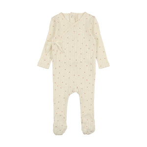 Lillette Printed Pointelle Milk Rose Wrap Footie