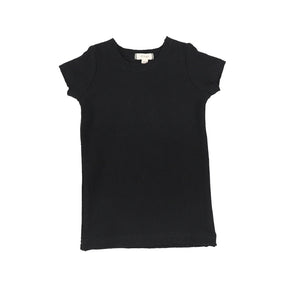 Lil Legs Ribbed Black Tee SS