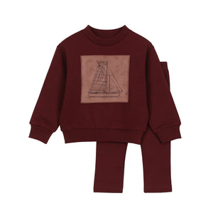 Bonjoy Wine Sailor Velour Patch Sweat Set