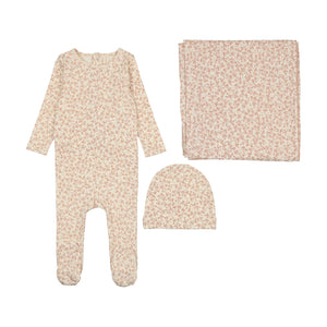 Lillette All Over Mauve Floral 3 Pc Layette Set