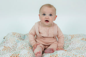 Fragile - Girls Pink Overall Knit Set