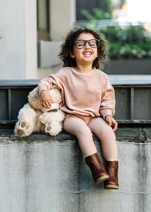 Lil Legs Girls Dusty Pink Rhinestone Velour Set