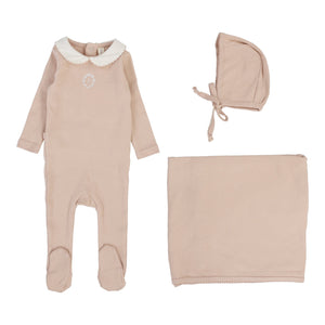 Lillette Emblem Embroidered 3 Pc Take Me Home Set Dusty Pink