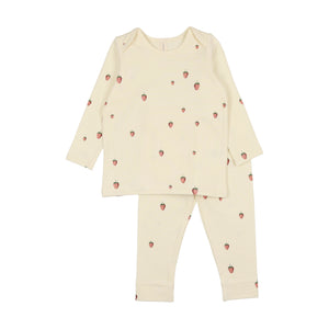 Lillette Printed  IVORY/STRAWBERRY 2 Pc Long Set