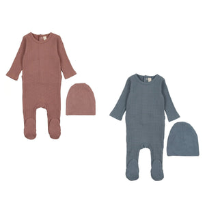 Lillette Dotted Rib Footie & Hat Set