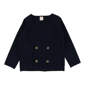 Lil Legs Navy Double Breasted Knit Blazer