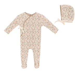 Bebe Bella -Fake Wrap Rib Maple Footie &  Bonnet Set