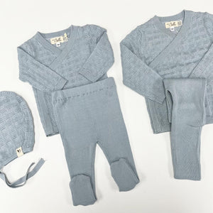Bebe Bella - Blue Knit Wrap Baby Set