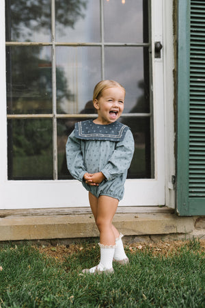 Lil Legs Dusty Blue Primrose Romper