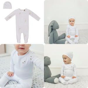 Fragile - Soft Cotton Modal WHITE Footie Set With Strawberry & Dots