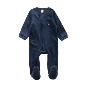 Bonjoy Zipper Front Velour Scalloped Footie