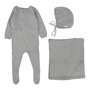 Lillette Dotty Light Blue Knit 3 Pc Set