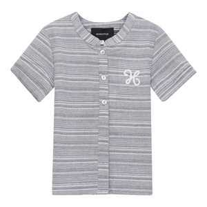 Hopscotch (Dressy) - NAVY Woven Crinkle Stripe Shirt