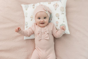 Bebe Bella - Baby Rib Footie With Bow And Beanie Set