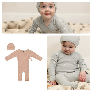 Little Fragile - Soft Ribbed Baby Footie & Beanie Set …                      Snaps Open in Front