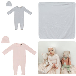 Fragile - Soft Cotton Modal 3 Pc Footie Set With Strawberry & Dots