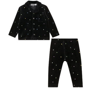 Whipped Cocoa - Colorful Dot Print Velour Grandpa 2 PC Pajama Set