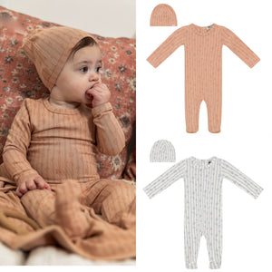 Little Fragile - Soft Cotton Baby Footie & Beanie Set