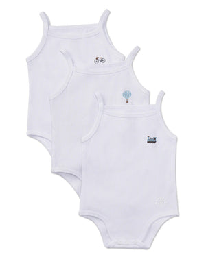 3 Pack Snap Bottom Ribbed Boy Bodysuits 12Months