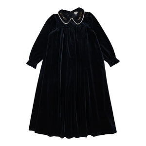 Lil Legs Velour Navy Collar Maxi