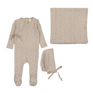 Lillette Printed Pointelle Taupe 3 Pc Layette Set (Copy)