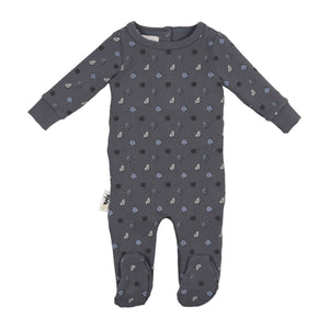 Maniere Little Leaves Dusty Blue Footie