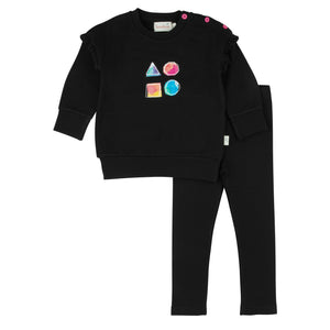 Bondoux Shape Sweatshirt Set With Pink Buttons