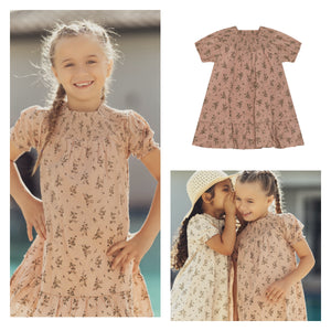 Posie & Pistachio - Floral Printed Dotted Girls Dress