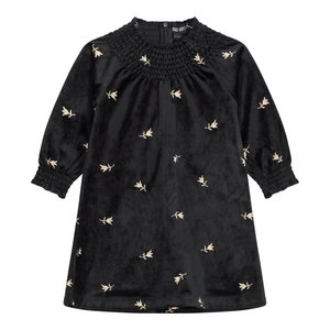 Space Grey - Embroidered Velvet Girl Dress