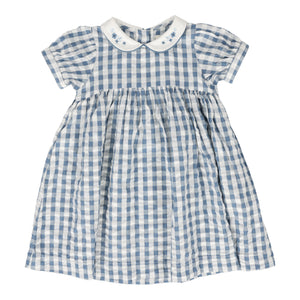 Lil Legs Bright Blue Gingham  SS Dress