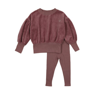 Lil Legs Dusty Plum Velour Set